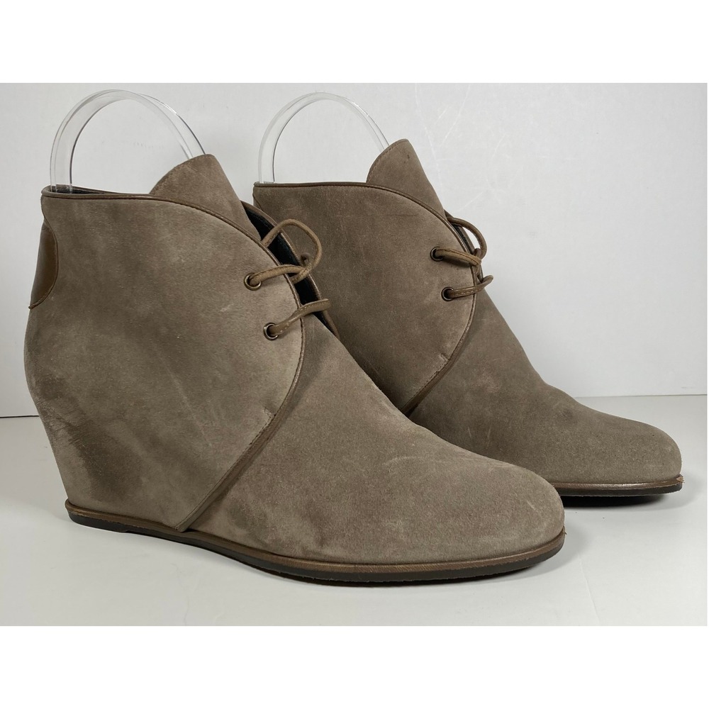 Stuart Weitzman Taupe Suede Wedge Ankle Boots Made‎ in Spain Size 8 M